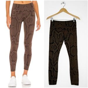 Varley Estrella Snake Print Leggings Bracken Brown Yoga Pants Small Revolve